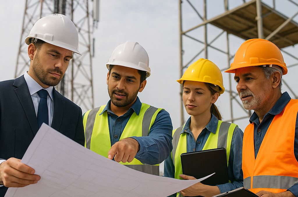 Lemcon site team reviewing drawings